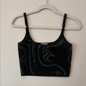 Lucy Paris Black and Green Patterned Crop Top